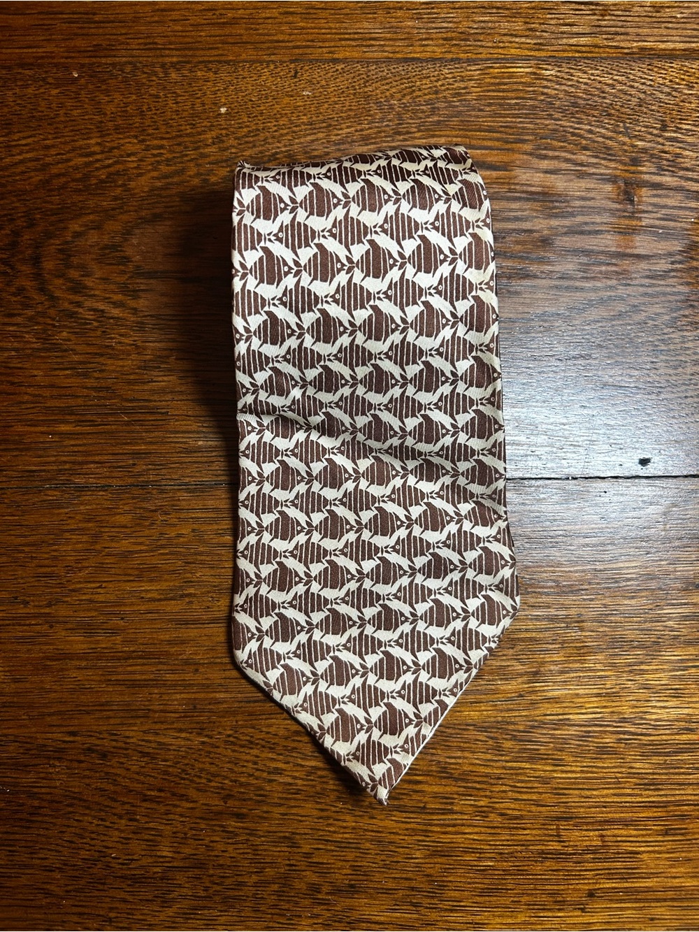 Hermes Classic Brown Patterned Men's Tie